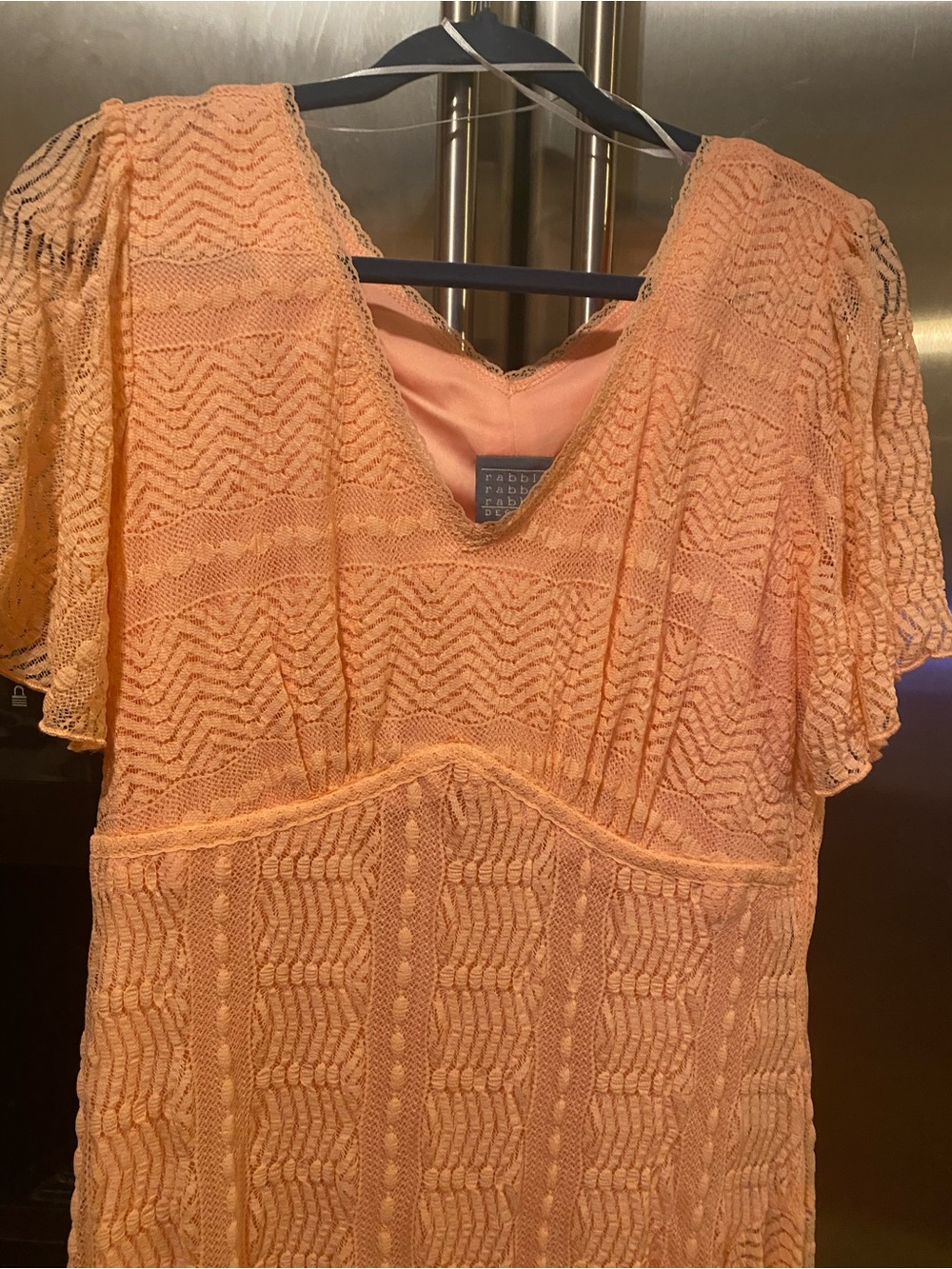 Rabbit Rabbit Rabbit Peach Lace Midi Dress - Picture 3 of 6